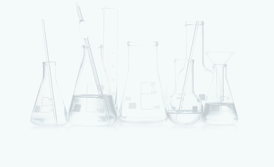 Science beakers against a white background